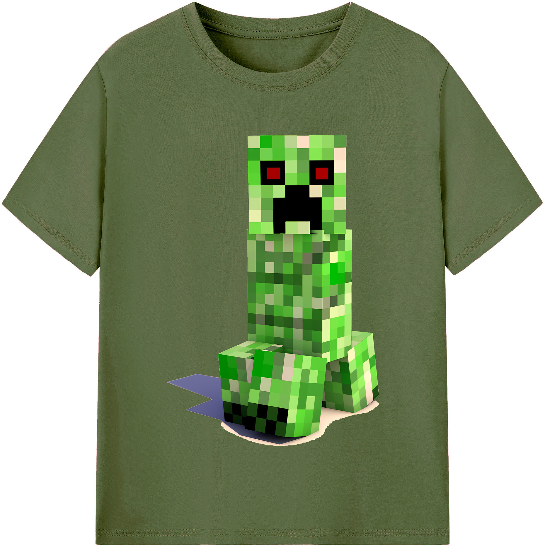（画像用） マインクラフト ブロックの世界 Minecraft MC Block world 綿100％半袖Tシャツ（フロントプリント）